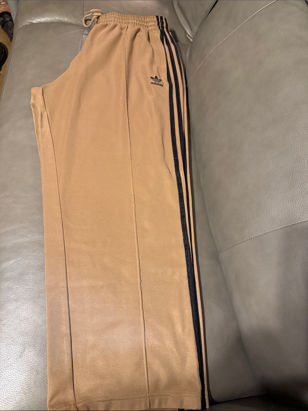 adidas - Tan Track Pants with Black Three Stripes - Picture 5 of 5